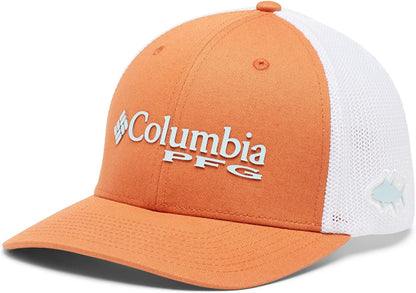 Columbia Women'S PFG Logo Mesh Ball Cap-High Crown Apparel & Accessories > Clothing Accessories > Hats Columbia Island Orange/Spring Blue Small-Medium 