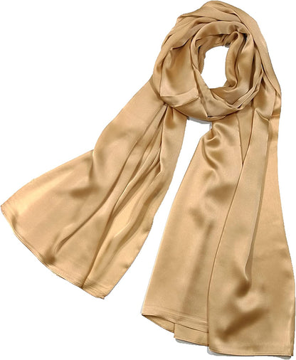 Shanlin Silk Feel Long Satin Patterned & Solid Color Scarves for Women in Gift Box Apparel & Accessories > Clothing Accessories > Scarves & Shawls Shanlin Solid Color: Khaki  