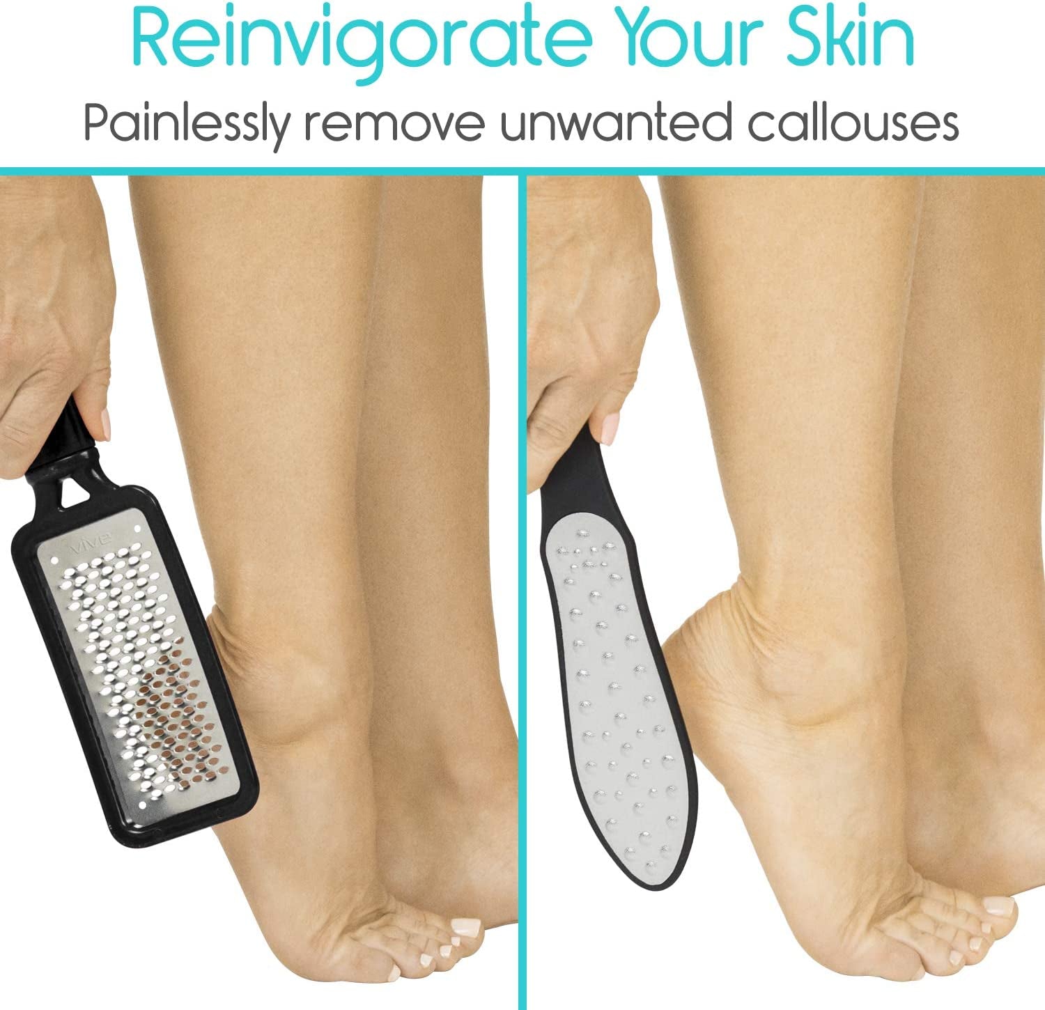 Vive Foot File (3 Pack) - Callus Remover Pedicure Tool Kit for Men, Women Care - Dead Skin Heel Scrub Shaver and Rough Patch Eliminator Remover for Dry and Wet Toe and Feet Peel - Rasp Scrubber Blade Health & Beauty > Personal Care > Foot Care Vive   