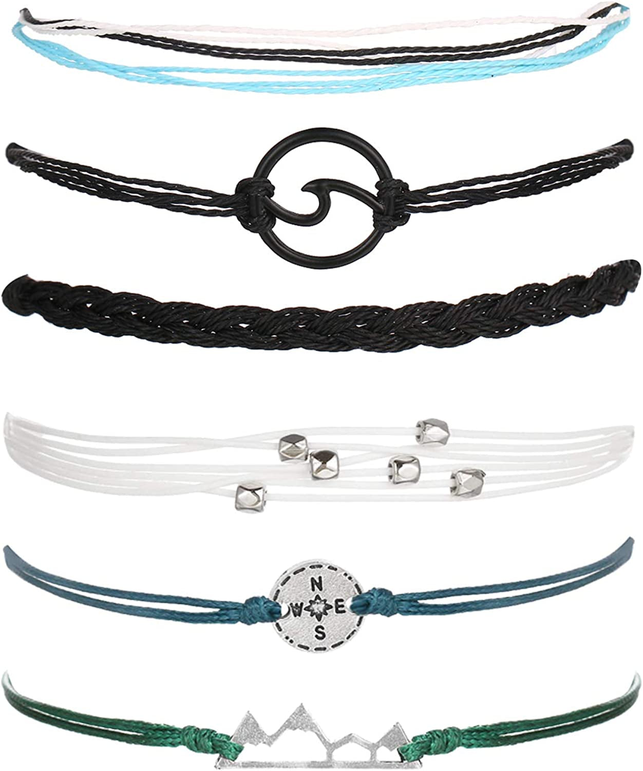 Long Tiantian Wave Bracelets for Teen Girls Cute Boho Braided String Beach Ocean Bracelet for Women Summer Jewelry Gift Apparel & Accessories > Jewelry > Anklets Long tiantian K  