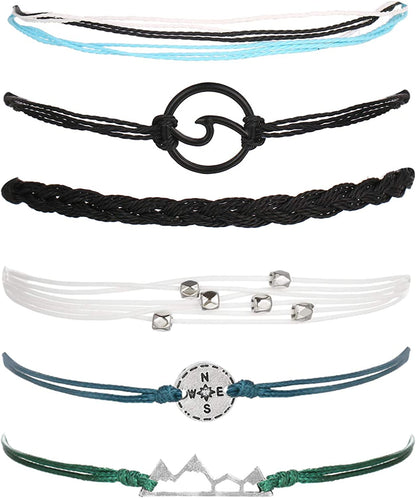 Long Tiantian Wave Bracelets for Teen Girls Cute Boho Braided String Beach Ocean Bracelet for Women Summer Jewelry Gift Apparel & Accessories > Jewelry > Anklets Long tiantian K  