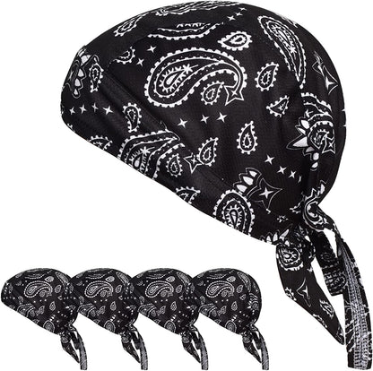 Ransiy Do Rag Skull Cap Bandana Head Wraps Biker Beanie Cap Bandana Hat Chemo Cap Dew Rag for Men and Women Apparel & Accessories > Clothing Accessories > Bandanas & Headties ransiy 2 Pack Soild (5pcs Black)  