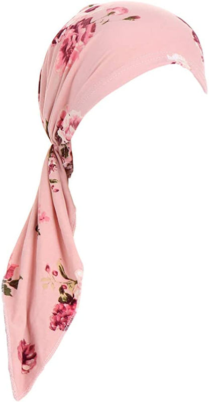 Fxhixiy Pre-Tied Bandana Turban Hat Chemo Cancer Headscarf Headwraps Headwear for Women Hair Cover Hat Apparel & Accessories > Clothing Accessories > Bandanas & Headties Fxhixiy Pink Flower  