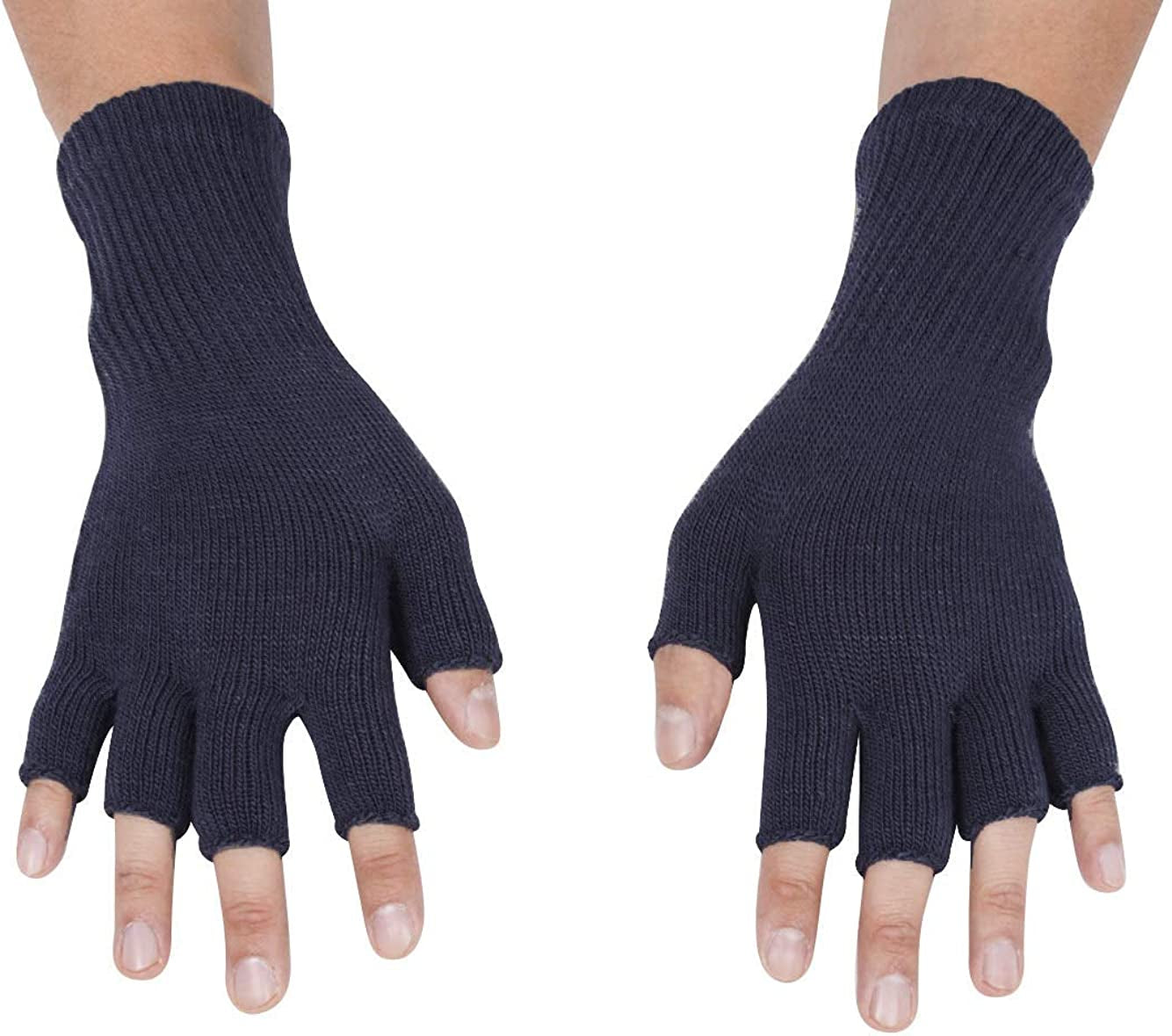 Gravity Threads Unisex Men Women Half Finger Stretchy Knit Fingerless Winter Gloves Apparel & Accessories > Clothing Accessories > Gloves & Mittens Gravity Trading Navy  