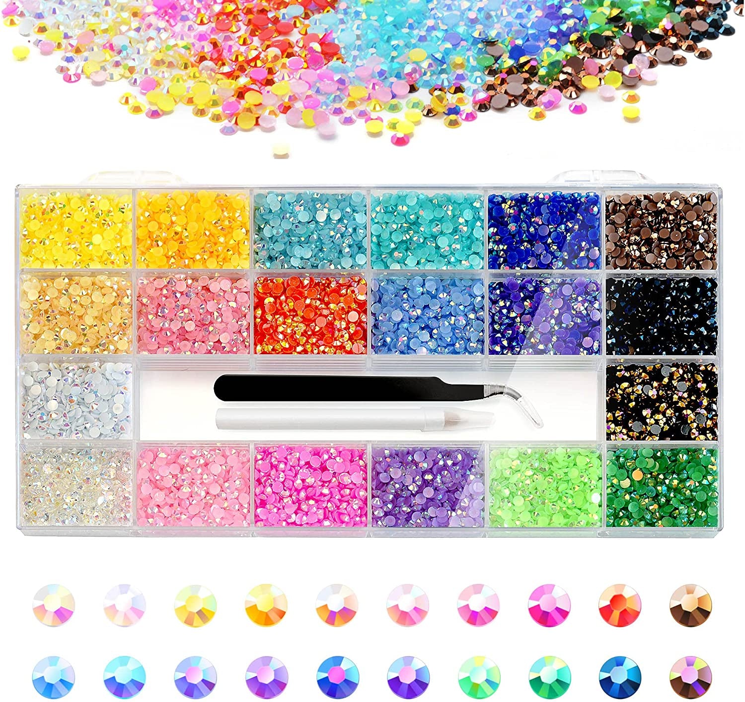 Molisaka Black Nail Art Rhinestones, Glass Flat Back Rhinestones for Nails Decorations, Bling Crystals Nail Gems for Nail Design, 3D Nail Jewels Set with Rhinestone Picker Tools (2320Pcs) Health & Beauty > Personal Care > Cosmetics > Cosmetic Tools > Nail Tools Molisaka 4mm Resin Rhinestones  