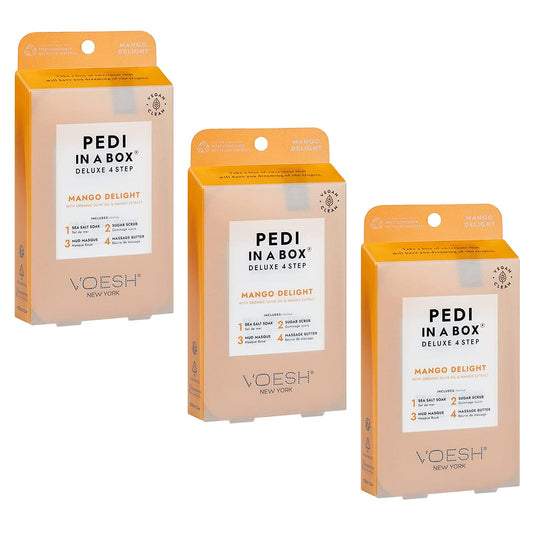 VOESH Pedi in a Box Deluxe 4 Step, Pack of 3 - Intensive Foot Treatment, Various Scents & Variety Packs Available, Spa Pedicure at Home, Spa Pedi, Pedi at Home, DIY Pedi, Unisex Spa Pedicure Health & Beauty > Personal Care > Foot Care KYLIE MAX Mango  