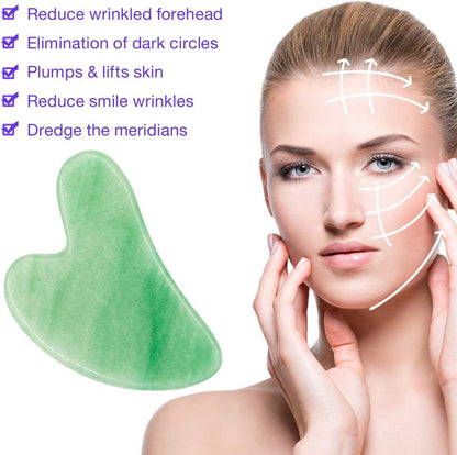Gua Sha Stone, Guasha Tool for Face, Gua Sha Scraping Massage Natural Jade Face Neck Body Acupressure Scraper Therapy Tool Health & Beauty > Personal Care > Cosmetics > Cosmetic Tools > Skin Care Tools AOVIOANDY   