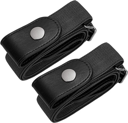 No Buckle Elastic Stretch Belts for Men and Women, Comfortable Invisible Belts for Jeans Pants Apparel & Accessories > Clothing Accessories > Belts SUOSDEY J-black+black(gun Button) L--XXL:Waist size 34''-48'' 