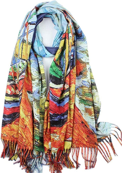 Soft Cashmere Feel Scarf for Women Elegant Art Print Winter Warm Scarves Large Shawl Wrap Monet Klimt Van Gogh Gifts Apparel & Accessories > Clothing Accessories > Scarves & Shawls Umjetnost C30  