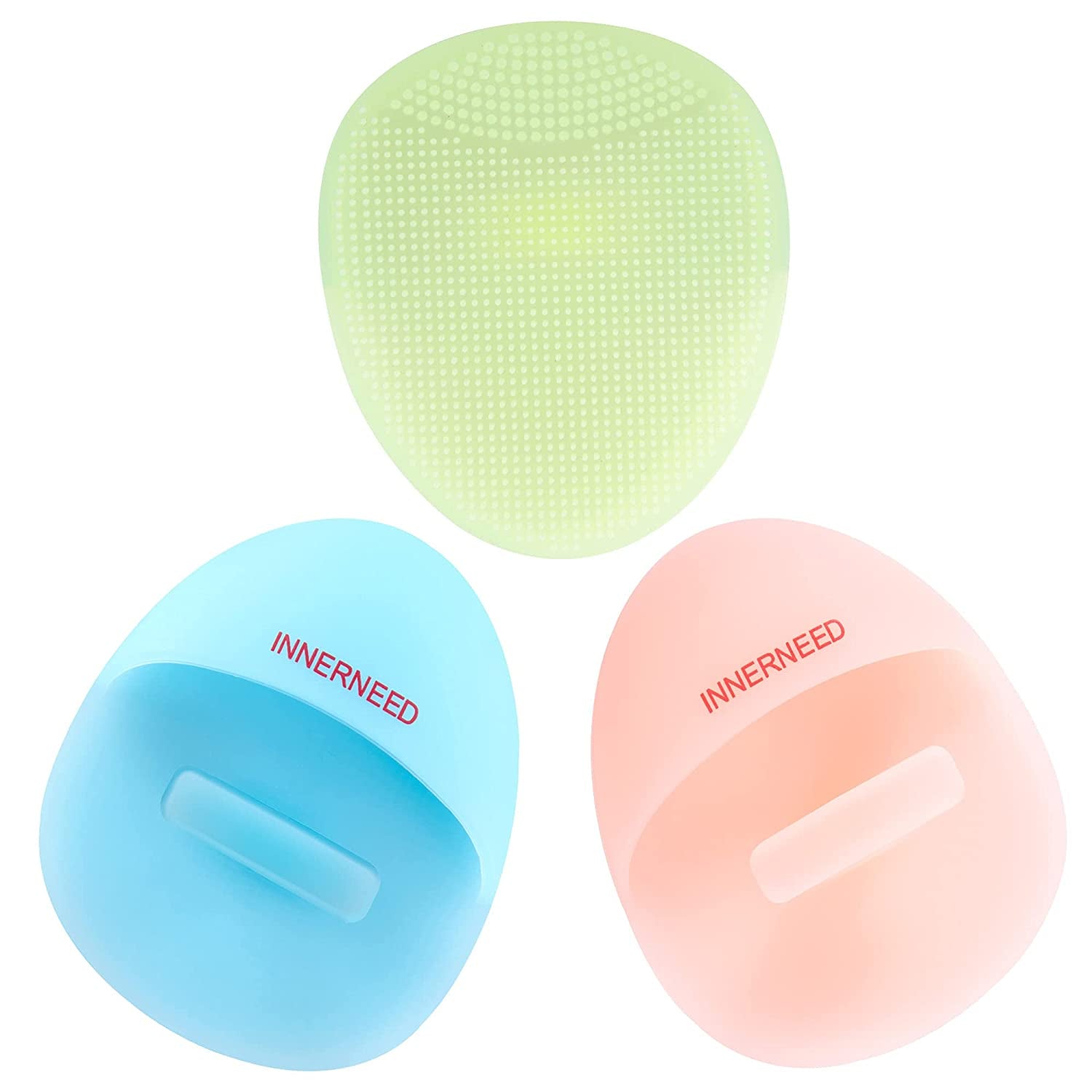 INNERNEED Super Soft Silicone Face Cleanser and Massager Brush Manual Facial Cleansing Brush Handheld Mat Scrubber for Sensitive, Delicate, Dry Skin (Pack of 4) Health & Beauty > Personal Care > Cosmetics > Cosmetic Tools > Skin Care Tools INNERNEED Blue+green+pink  