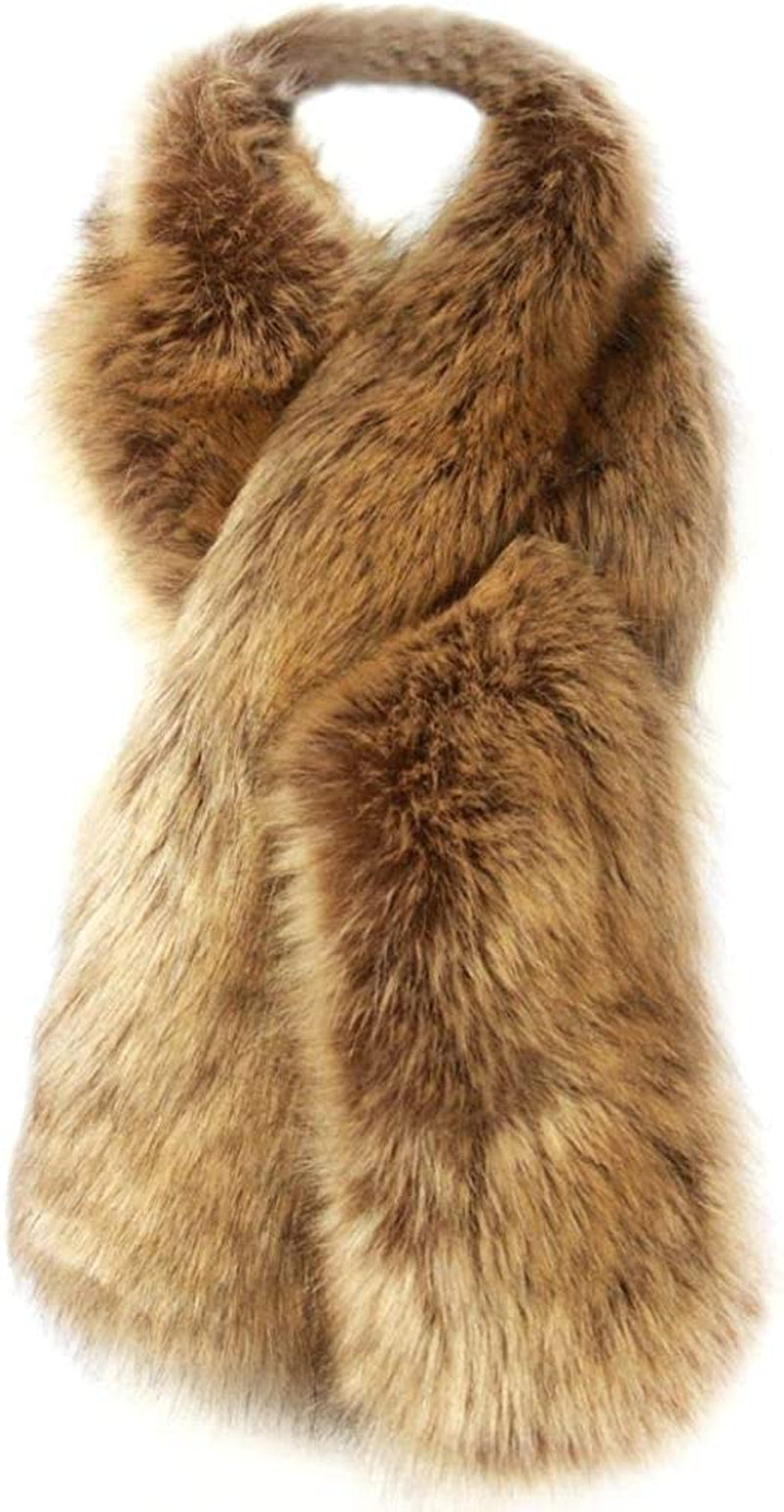 Dikoaina Women'S Winter Fake Faux Fur Scarf Wrap Collar Shawl Shrug Apparel & Accessories > Clothing Accessories > Scarves & Shawls Dikoaina Goma 63"/160cm 