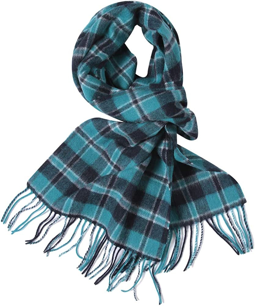 WAMSOFT 100% Pure Wool Scarf, Thick Long Plaid Scarf Winter Tartan Scarves for Men Women… Apparel & Accessories > Clothing Accessories > Scarves & Shawls WAMSOFT Blue Plaid X1  