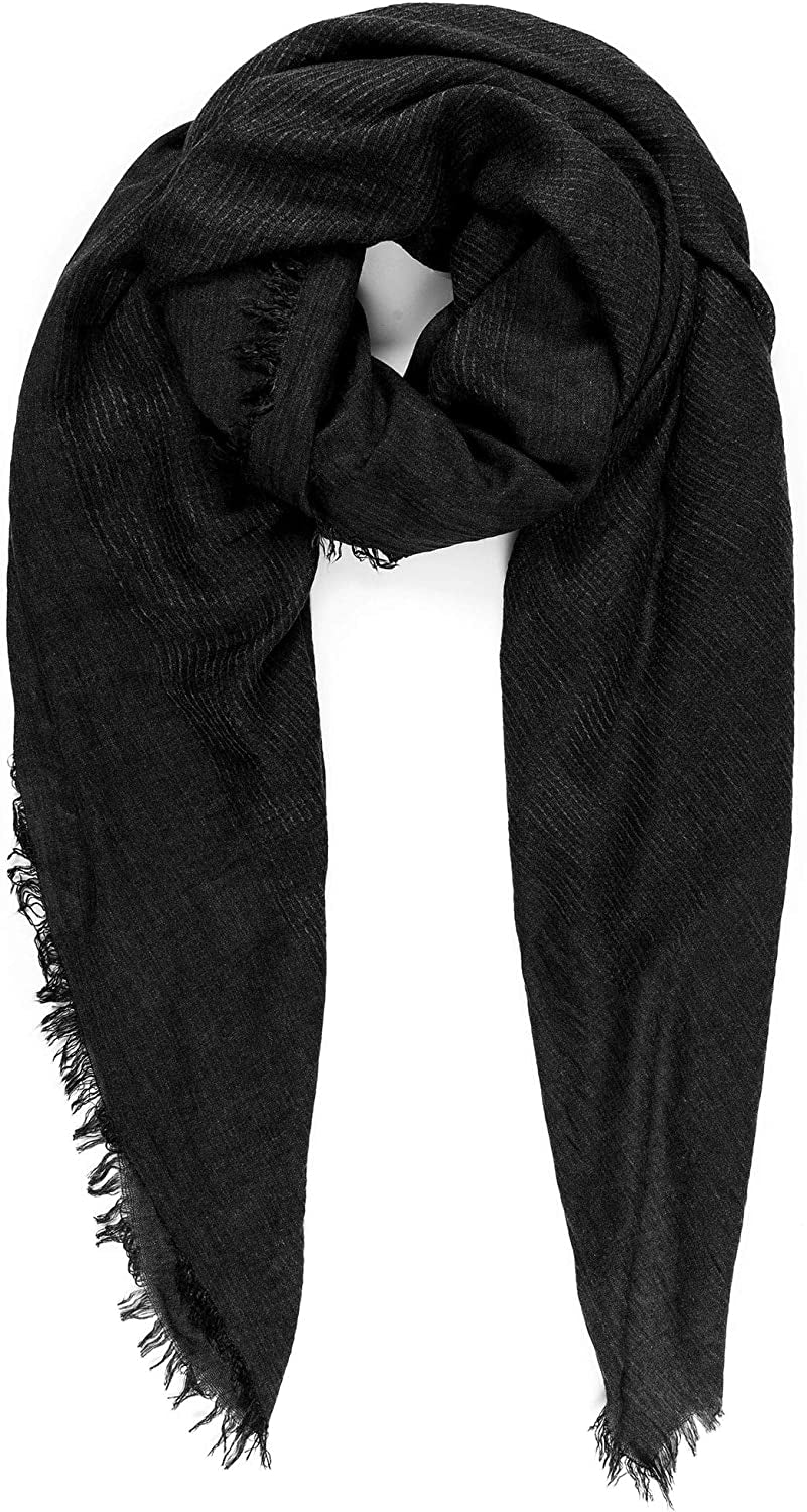 Scarfs for Women Fashion Lightweight Solid Colors Wrap Shawl for Fall Winter Apparel & Accessories > Clothing Accessories > Scarves & Shawls MIMOSITO Waffle Textured, Black  