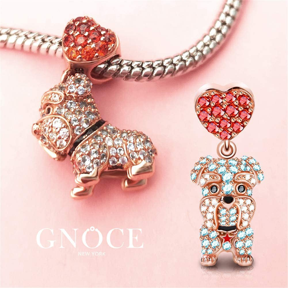 GNOCE Dog Charms 925 Sterling Silver Corgi Schnauzer Poodle Pendant Dangle Animal Beads Charms Fit All Bracelets & Necklaces Best Gift for Mom Friends Girls Who like Dogs Apparel & Accessories > Jewelry > Bracelets GNOCE   