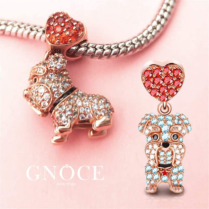 GNOCE Dog Charms 925 Sterling Silver Corgi Schnauzer Poodle Pendant Dangle Animal Beads Charms Fit All Bracelets & Necklaces Best Gift for Mom Friends Girls Who like Dogs Apparel & Accessories > Jewelry > Bracelets GNOCE   