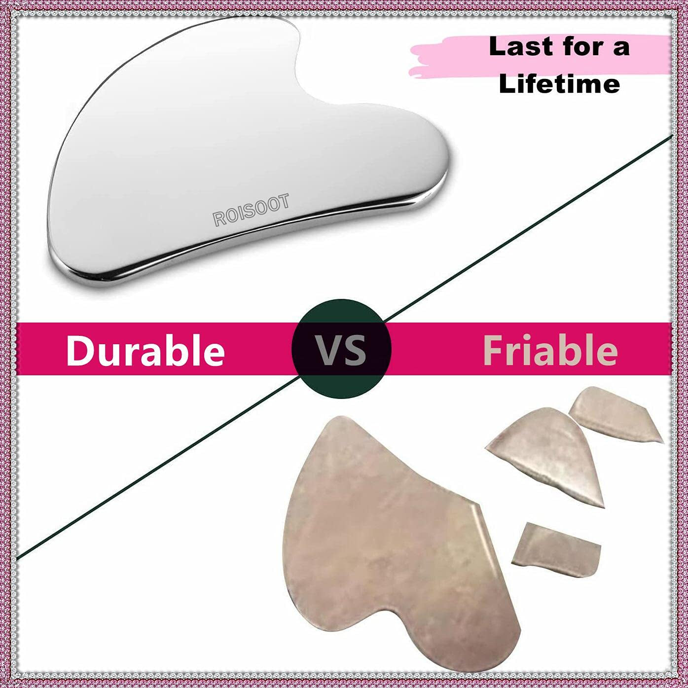 ROISOOT Upgrade Gua Sha Stainless Steel Tool for Face, Massage Scraper for Facial Skin Care (Metallic Luster) Health & Beauty > Personal Care > Cosmetics > Cosmetic Tools > Skin Care Tools ROISOOT   