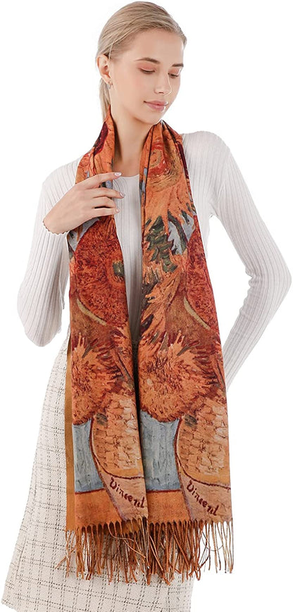 Women'S Fashion Scarf with Art Printed Tassel Soft Cashmere Warm Large Blanket Wrap Shawl for Gift Apparel & Accessories > Clothing Accessories > Scarves & Shawls XYBJ No19  