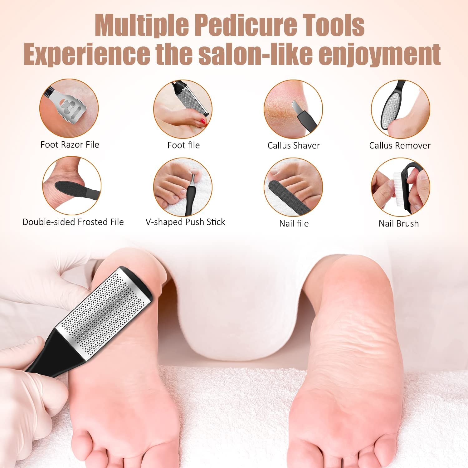 Electric Foot File Callus Remover for Feet, Rechargeable Pedicure Kit Foot Care with 3 Speed, Callus Remover Kit with 3 Roller Heads, Battery LCD Display for Remove Cracked Heels Calluses&Hard Skin Health & Beauty > Personal Care > Foot Care AdamPark   