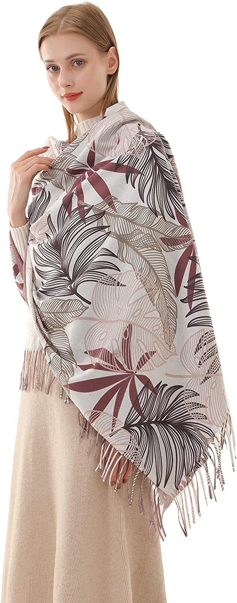 Women'S Fashion Scarf with Art Printed Tassel Soft Cashmere Warm Large Blanket Wrap Shawl for Gift Apparel & Accessories > Clothing Accessories > Scarves & Shawls XYBJ No23  