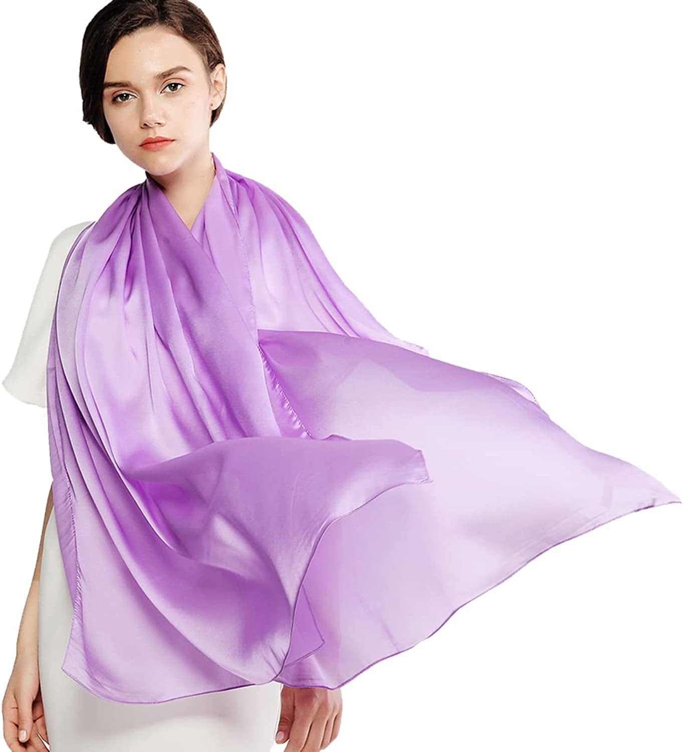 RIIQIICHY Pashmina Shawls Wraps for Women Evening Dresses like Chiffon Silk Scarf for Weddings Apparel & Accessories > Clothing Accessories > Scarves & Shawls RIIQIICHY Lavender  