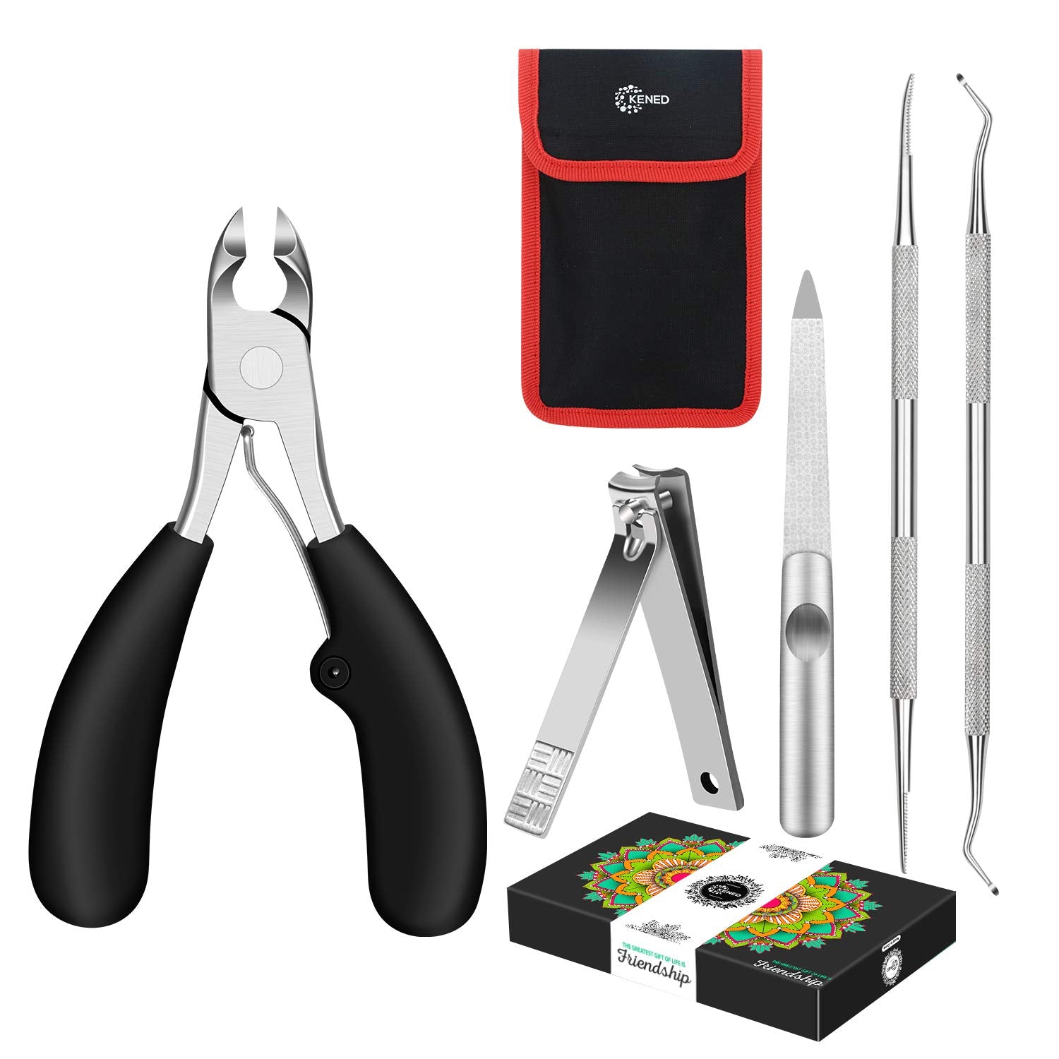 Podiatrist Toenail Cutters for Thick Nails Kit, Professional Grade Pedicure Tools with Sharp Curved Blades for Precision Trimming. Easy to Use & Effortless. Improve Various Toenail Problems. Health & Beauty > Personal Care > Cosmetics > Cosmetic Tools > Nail Tools KENED Flat Mouth  