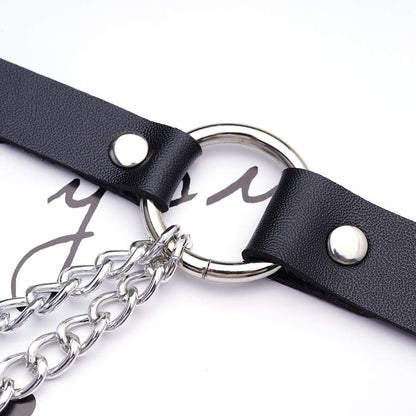 Reetan Punk Leather Body Chains Black Waist Chain Layered Nightclub Ring Belt Belly Chains Rave Party Body Jewelry Accessories for Women and Girls (A) Apparel & Accessories > Jewelry > Body Jewelry REETAN   