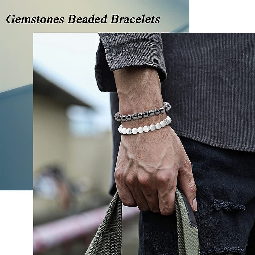 Jewdreamer 12Pcs Healing Stone Beaded Bracelets for Women Men Semi-Precious Gemstones Bracelets Crystal Beaded Bracelet Unisex Adjustable Stretch Bracelets 8MM Apparel & Accessories > Jewelry > Bracelets Jewdreamer   