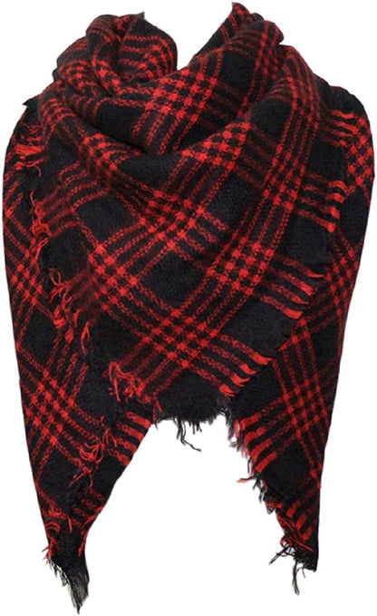 Plaid Scarf Soft Warm Tartan Shawl Cape Blanket Scarves Fashion Wrap Apparel & Accessories > Clothing Accessories > Scarves & Shawls vxsvxm Navy Red  