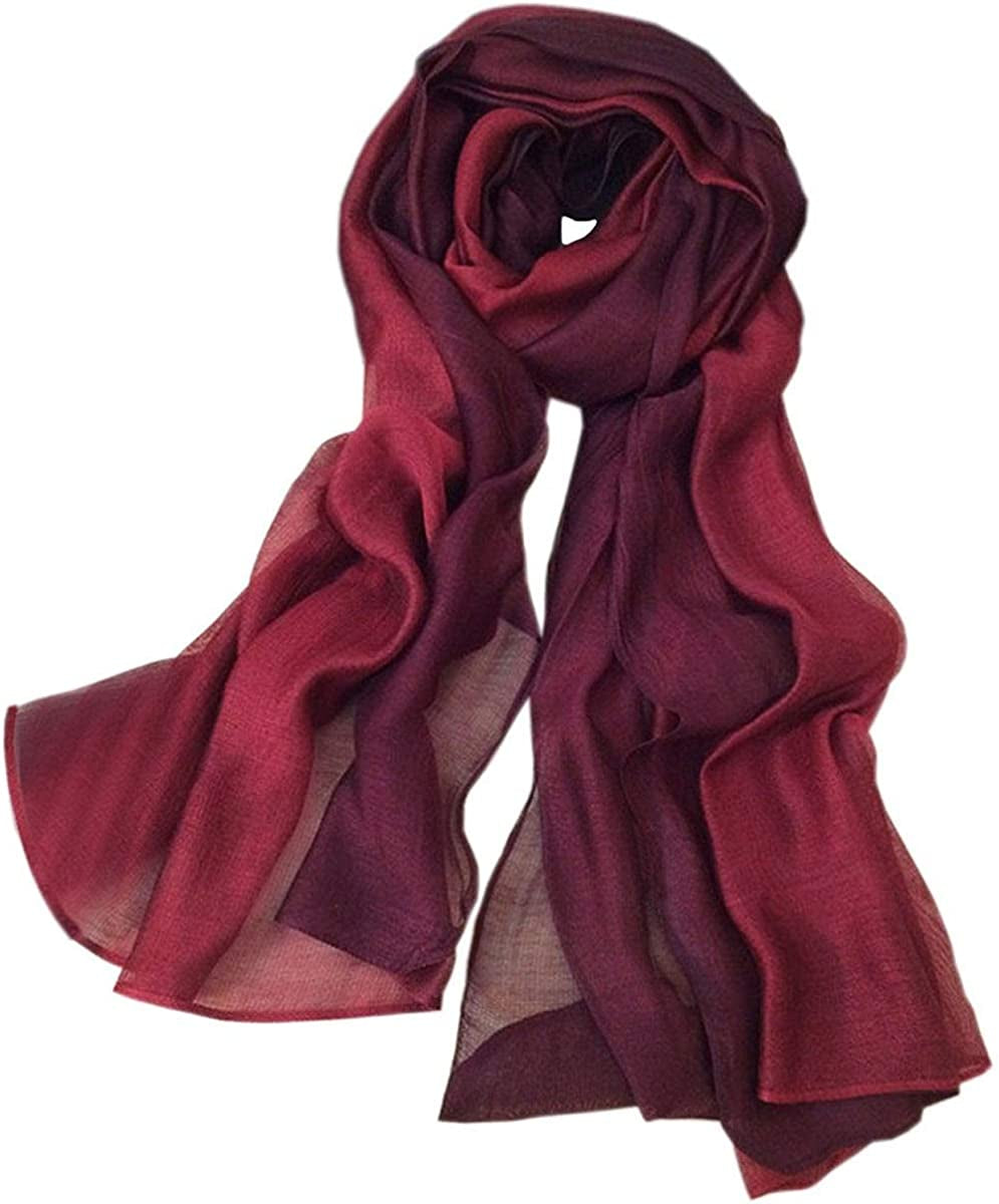 SNUG STAR Cotton Silk Scarf Elegant Soft Wraps Color Shade Scarves for Women Apparel & Accessories > Clothing Accessories > Scarves & Shawls SNUG STAR Wine Red  