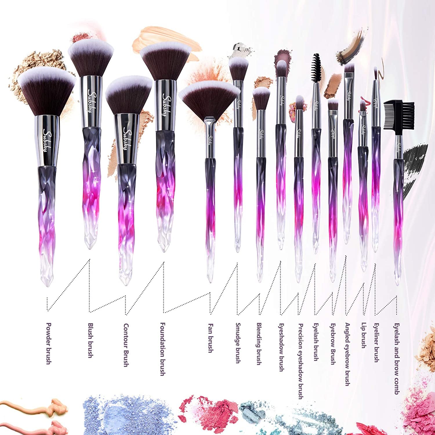 Subsky Makeup Brushes 22Pcs Sparkling Crystal Style Makeup Brushes Set with Makeup Tools, Include 4 Beauty Blenders, Makeup Bag and Brush C Leaner All in One Set Health & Beauty > Personal Care > Cosmetics > Cosmetic Tools > Makeup Tools Subsky   