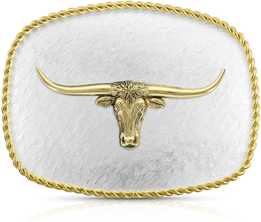 Montana Silversmiths Rope Trimmed Filigree Engraved Classic Western Buckle Apparel & Accessories > Clothing Accessories > Belt Buckles Montana Silversmiths Silver Rippling Waters Longhorn  