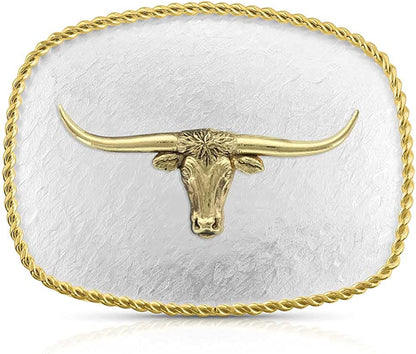 Montana Silversmiths Rope Trimmed Filigree Engraved Classic Western Buckle Apparel & Accessories > Clothing Accessories > Belt Buckles Montana Silversmiths Silver Rippling Waters Longhorn  