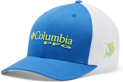 Columbia Women'S PFG Logo Mesh Ball Cap-High Crown Apparel & Accessories > Clothing Accessories > Hats Columbia Vivid Blue, Lime Glow, Marlin Small-Medium 