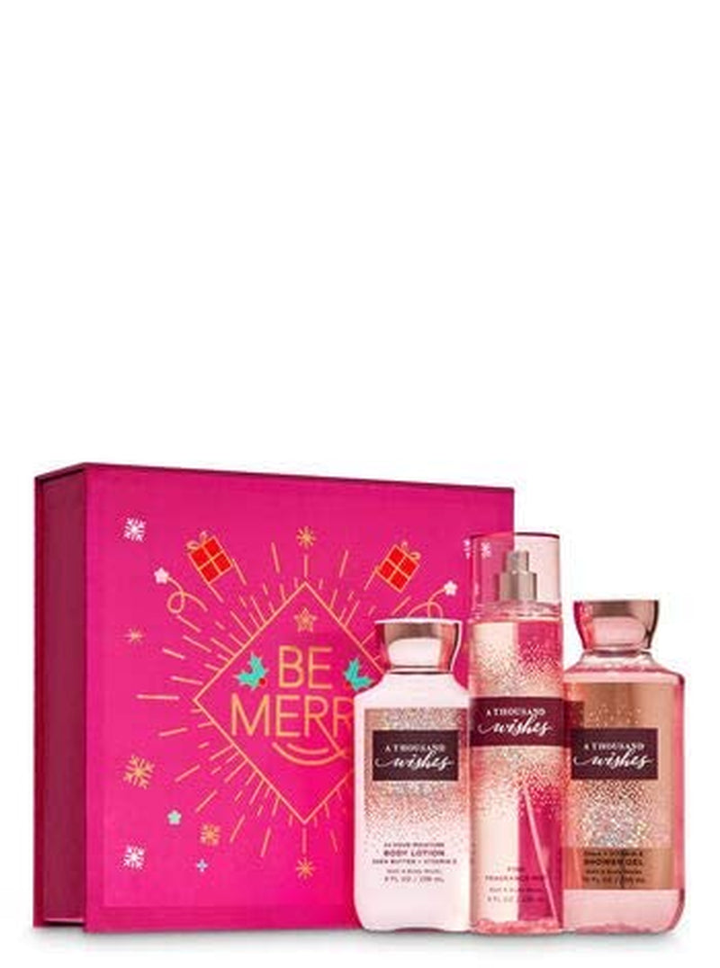 Bath and Body Works a THOUSAND WISHES Gift Box Set - Body Lotion, Fine Fragrance Mist & Shower Gel Arranged in an Easel-Style Gift Box with a Ribbon. Full Size Health & Beauty > Personal Care > Cosmetics > Bath & Body Bath & Body Works   