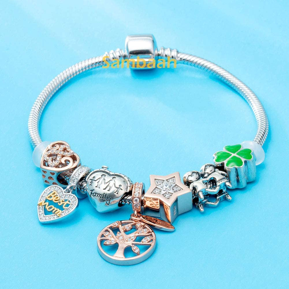 Sambaah Family Charm Sterling Silver Nana Charm Enamel Charm for Pandora Style Bracelets Apparel & Accessories > Jewelry > Bracelets Sambaah   