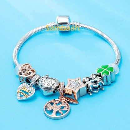 Sambaah Family Charm Sterling Silver Nana Charm Enamel Charm for Pandora Style Bracelets Apparel & Accessories > Jewelry > Bracelets Sambaah   
