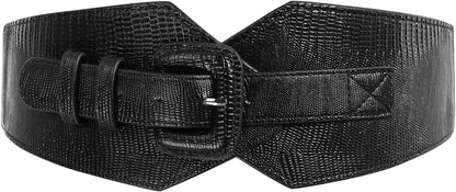 Grace Karin Wide Stretchy Vintage Waist Belt with Metal Buckle Muticolored CL409 Apparel & Accessories > Clothing Accessories > Belts GRACE KARIN Black-820 Medium 