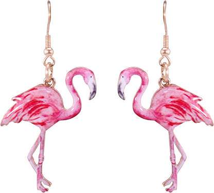 Pink Cute Flamingo Summer Metal Dangle Earring No.401 Apparel & Accessories > Jewelry > Earrings Wonderent   