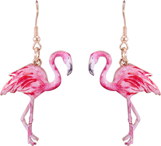 Pink Cute Flamingo Summer Metal Dangle Earring No.401 Apparel & Accessories > Jewelry > Earrings Wonderent   