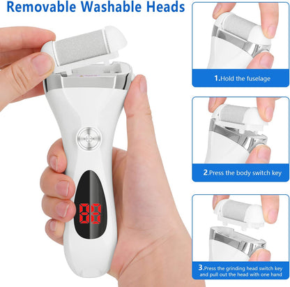 Electric Foot Callus Remover Kit, Elmchee Rechargeable Callous Removers 3 Grinding Heads Waterproof Foot Scrubber File, Professional Pedicure Tools Kit Feet Care for Dead, Cracked Dry Skin Health & Beauty > Personal Care > Foot Care Elmchee   