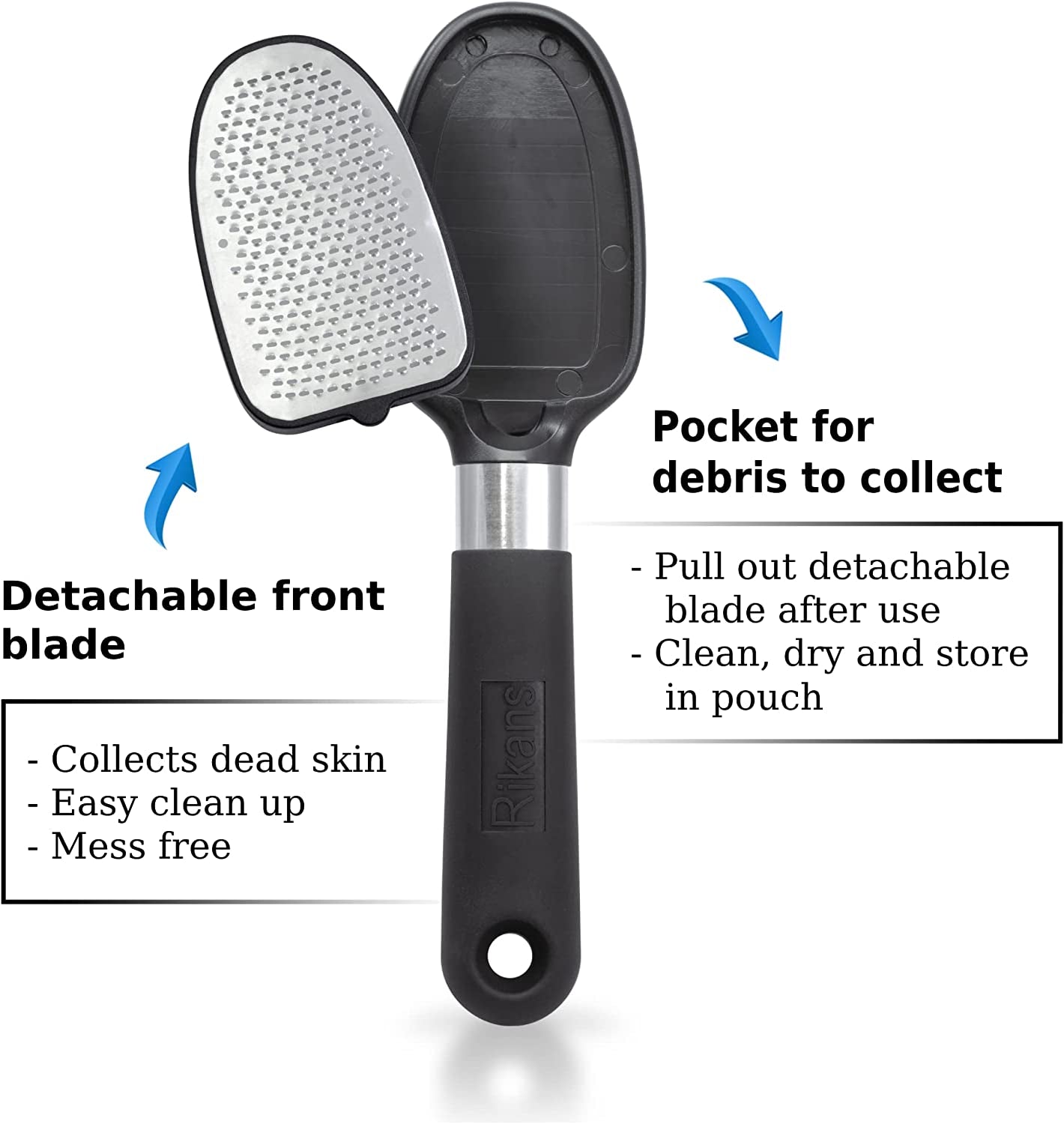 Rikans Foot File Foot Rasp Callus Remover Dead Skin Remover Double Sided Foot Scrubber Foot Care Pedicure Tool to Remove Hard Skin Can Be Used Wet or Dry Skin Surgical Grade Stainless Steel File Health & Beauty > Personal Care > Foot Care Rikans   