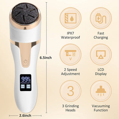 Electric Callus Remover for Feet, Ms.Belles Rechargeable Foot Care Scraper Pedicure Tools with 3 Grinding Heads, 2 Powerful Speed, LCD Display, Waterproof Foot File for Hard Cracked Dry Dead Skin Health & Beauty > Personal Care > Foot Care Ms.Belles   