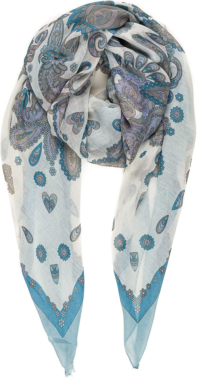 Scarf for Women Lightweight Floral Flower Scarves for Spring Spring Fall Winter Shawl Wrap Apparel & Accessories > Clothing Accessories > Scarves & Shawls MELIFLUOS DESIGNED IN SPAIN Barcelona Collections 36 - Blue Paisey  