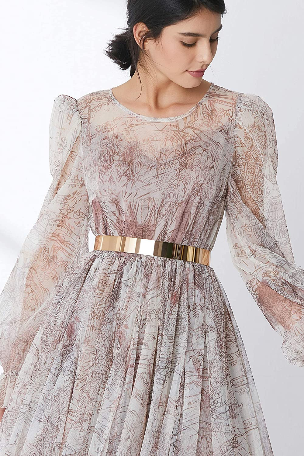 BABEYOND Metal Waistband Skinny Belt Adjustable Waist Strap Belt for Dress (Style-10-Gold, Large) Apparel & Accessories > Clothing Accessories > Belts KYLIE MAX   