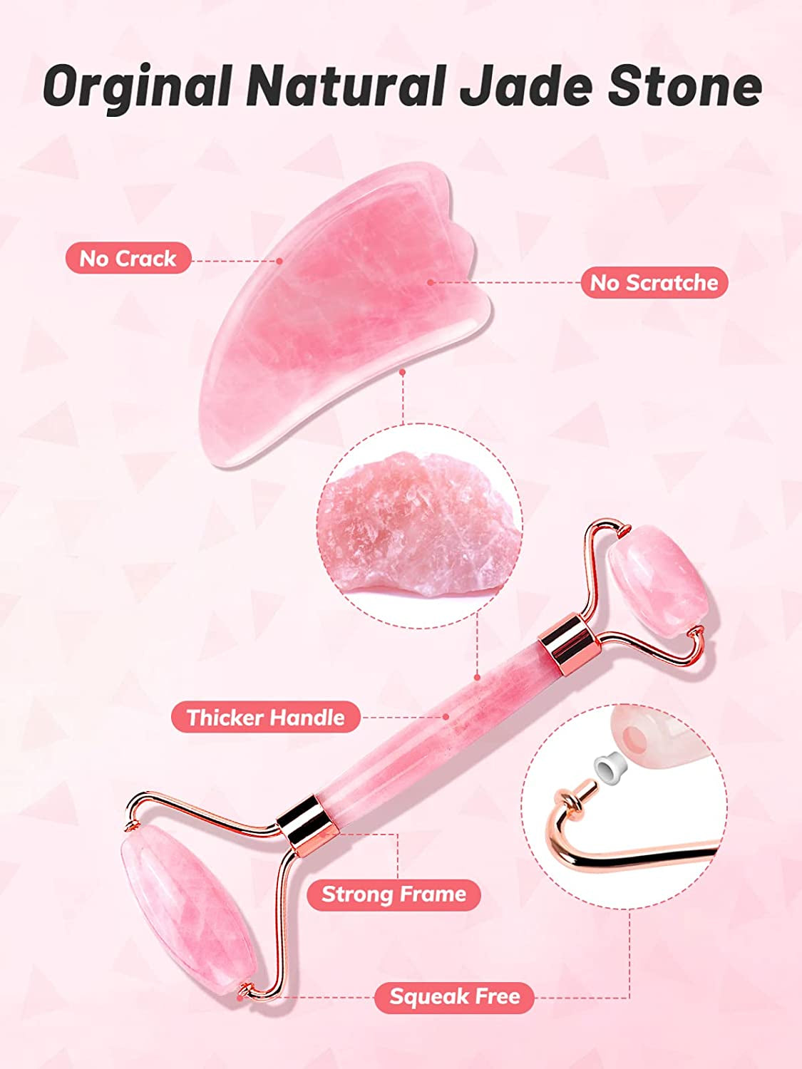 Deciniee Jade Roller and Gua Sha Set - anti Aging Rose Quartz Face Roller Massager & Guasha Tool for Face, Eye, Neck - Natural Beauty Skin Care Tools Body Muscle Relaxing Relieve Wrinkles Health & Beauty > Personal Care > Cosmetics > Cosmetic Tools > Skin Care Tools Deciniee   