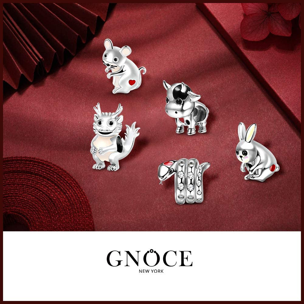 GNOCE Animal Charm Bead Sterling Silver Zodiac Signs Charm Bead Fit Bracelet/Necklace Jewelry Gift for Women Mens Apparel & Accessories > Jewelry > Bracelets GNOCE   