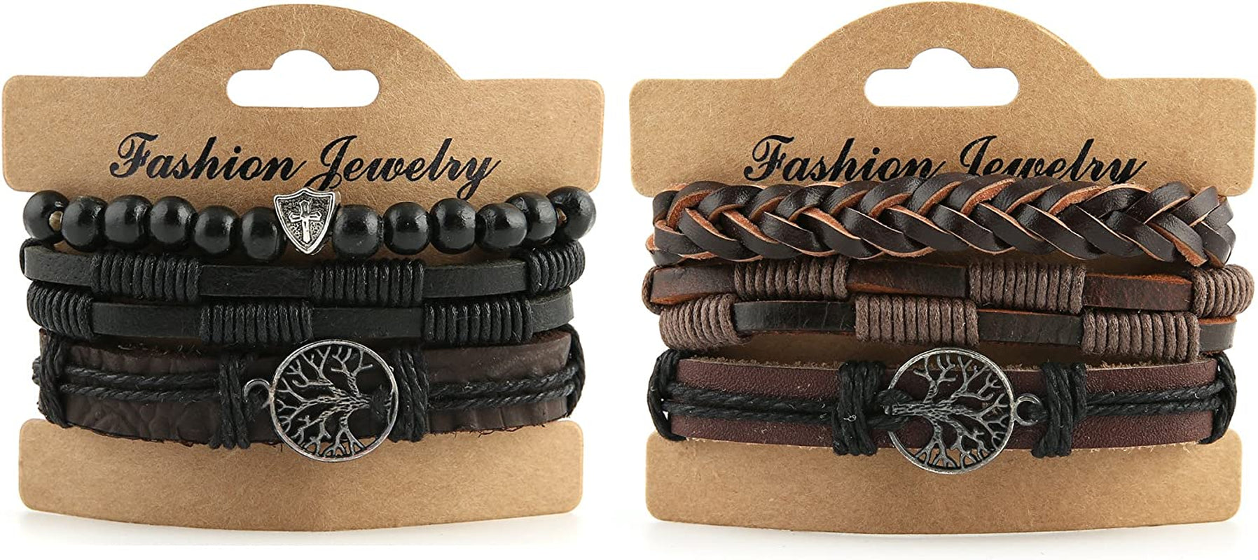 HZMAN Genuine Leather Tree of Life Bracelets Men Women, Tiger Eye Natural Stone Lava Rock Beads Ethnic Tribal Elastic Bracelets Wristbands Apparel & Accessories > Jewelry > Bracelets HZMAN   