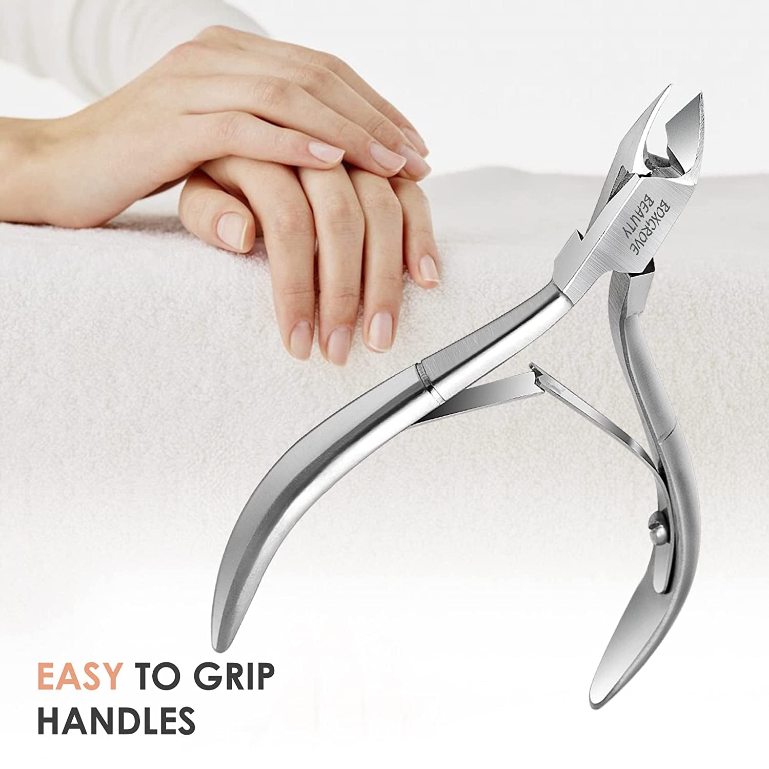 Professional Cuticle Cutter & Pusher Trimmer Manicure Tools with Double Spring– Perfect Nail Care Tool for Manicure & Pedicure Beauty at Home/Spa/Saloon (Silver) Health & Beauty > Personal Care > Cosmetics > Cosmetic Tools > Nail Tools BOXGROVE BEAUTY   