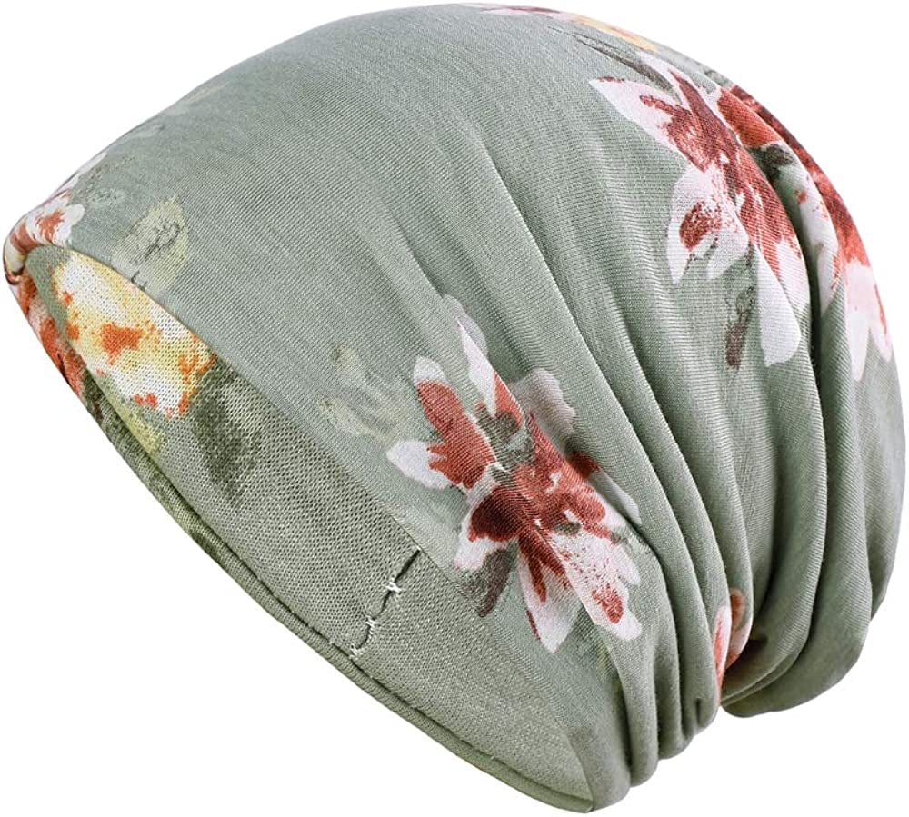 HONENNA Printed Turban Headband Chemo Cap Soft Sleep Beanie Apparel & Accessories > Clothing Accessories > Headwear HONENNA Blue  