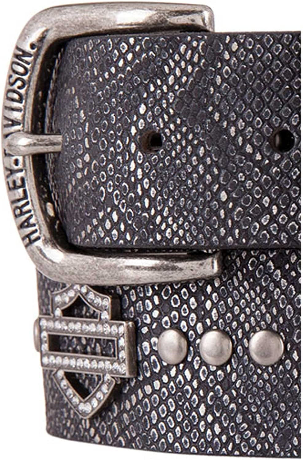 Harley-Davidson Women'S Studded Bling Snake Leather Belt, Black HDWBT11450 Apparel & Accessories > Clothing Accessories > Belts Harley-Davidson   